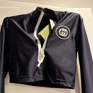 Gucci black zip crop top small new tags